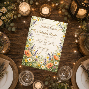 Invitación Boda Romántica en un Prado de Flores Silvestres