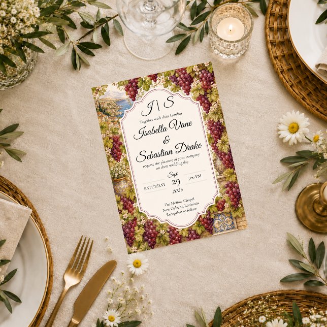 Invitación Boda Romántica en Viñedo (Subido por el creador)