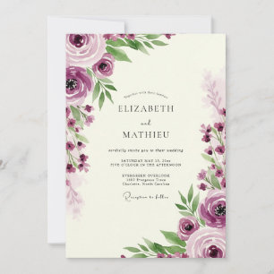 Invitación Boda Romántica Encantadora de Ciruela