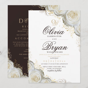 Invitación Boda Romántica Espresso Moderno Tarde Rosa Marfil