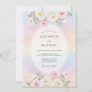 Invitación Boda romántica etérea arcoíris pastel