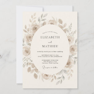 Invitación Boda Romántica Etérea Beige