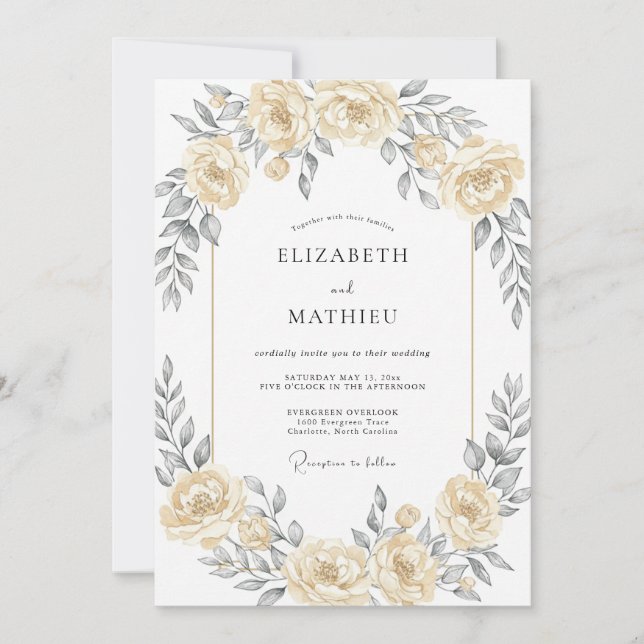 Invitación Boda Romántica Etérea con Champán (Anverso)