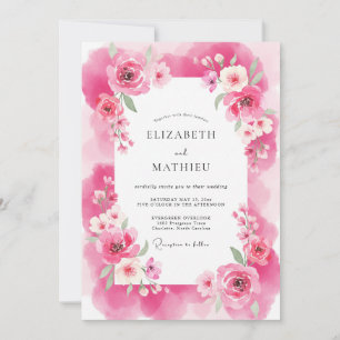 Invitación Boda Romántica Etérea Fucsia