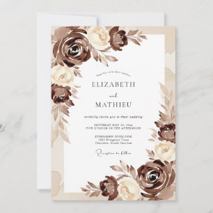 Invitación Boda Romántica Flor Brown