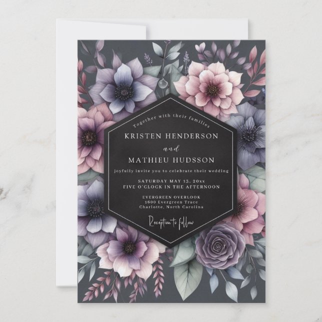 Invitación Boda Romántica Flor de Ciruela (Anverso)