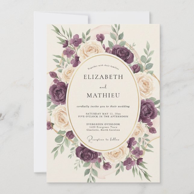 Invitación Boda Romántica Flor de Ciruelo (Anverso)