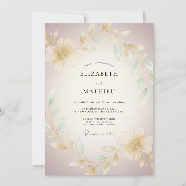 Invitación Boda Romántica Flor de Crema (Anverso)