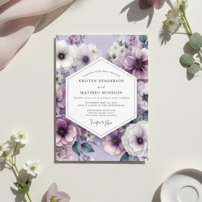 Invitación Boda Romántica Flor de Lavanda (Subido por el creador)