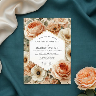 Invitación Boda Romántica Flor de Melocotón