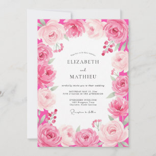 Invitación Boda Romántica Flor de Rosa Caliente