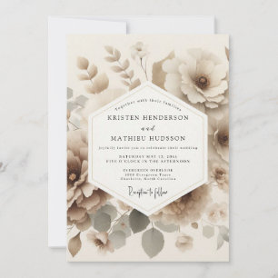 Invitación Boda Romántica Flor de Sepia
