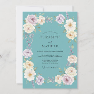 Invitación Boda Romántica Flor de Teal