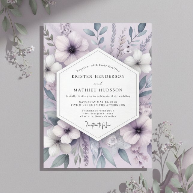 Invitación Boda Romántica Floral de Lavanda (Subido por el creador)