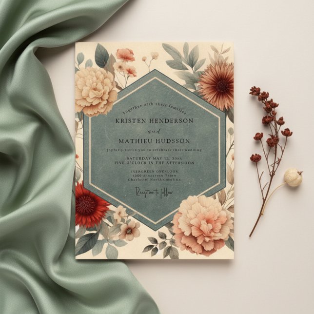 Invitación Boda Romántica Floral de Melocotón (Subido por el creador)