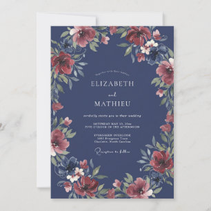 Invitación Boda Romántica Floral de Novela Naval