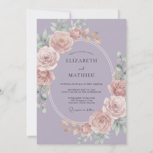Invitación Boda Romántica Floral Delicada de Lilas