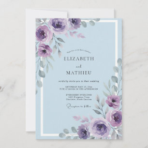 Invitación Boda Romántica Floral Lila