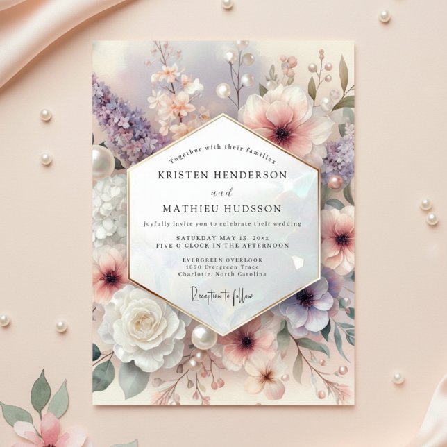 Invitación Boda Romántica Floral Malva (Subido por el creador)