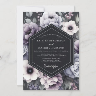 Invitación Boda Romántica Floral Malva y Melancólica