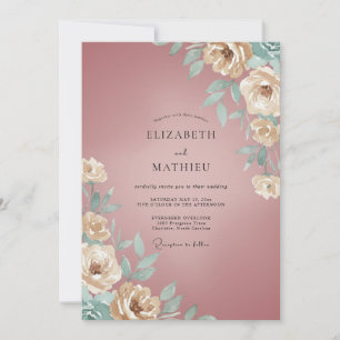Invitación Boda Romántica Floral Mauve Pintoresca