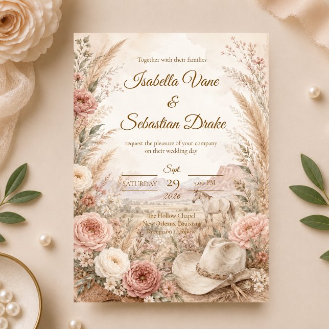 Invitación Boda Romántica Floral Occidental (Subido por el creador)