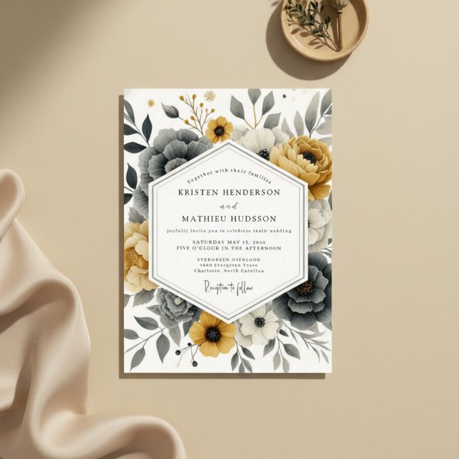 Invitación Boda Romántica Floral Ocre Malhumorada (Subido por el creador)