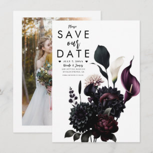 Invitación Boda Romántica Floral Oscura y Melancólica Guardar