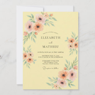 Invitación Boda Romántica Floral Pastel de Melocotón