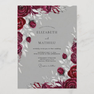 Invitación Boda Romántica Floral Pintoresca de Borgoña