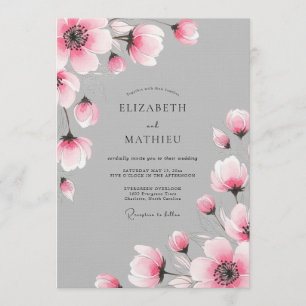 Invitación Boda Romántica Floral Pintoresca Rosa
