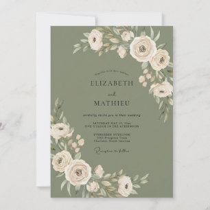 Invitación Boda Romántica Floral Salvia