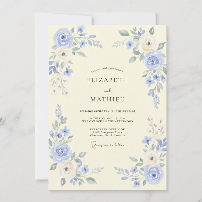 Invitación Boda Romántica Floral Vinca (Anverso)