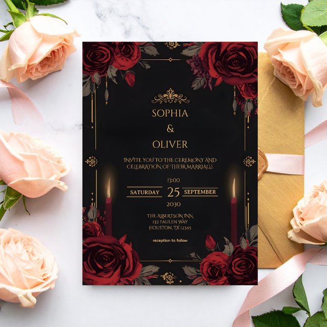 Invitación Boda Romántica Gótica Elegante (Subido por el creador)
