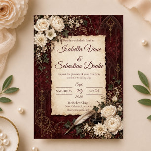 Invitación Boda Romántica Gótica Vintage