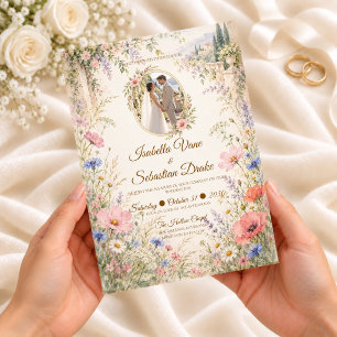 Invitación Boda Romántica Italiana con Flores Silvestres