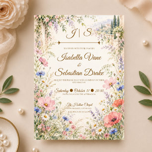 Invitación Boda Romántica Italiana con Flores Silvestres