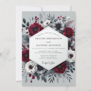 Invitación Boda Romántica Malhumorada Flor de Crimson