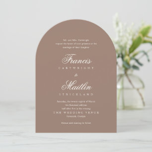 Invitación Boda Romántica Marrón Elegante