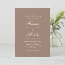 Invitación Boda Romántica Marrón Elegante