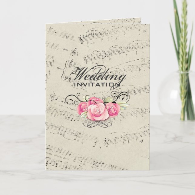 Invitación Boda romántica moderna de la música de Musicnotes (Anverso)