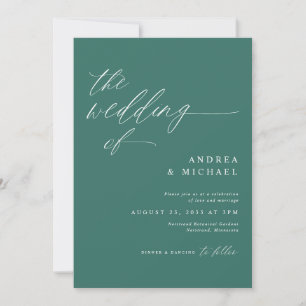 Invitación Boda Romántica Moderna Esmeralda Verde