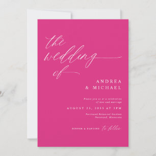 Invitación Boda Romántica Moderna Magenta Rosa Fucsia
