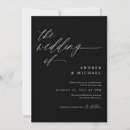 Invitación Boda Romántica Negra Moderna
