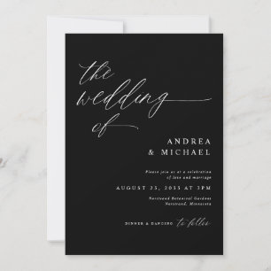 Invitación Boda Romántica Negra Moderna