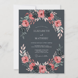 Invitación Boda Romántica Nocturna Gris Pizarra