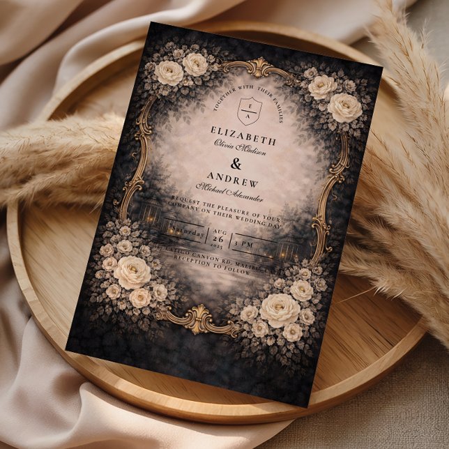 Invitación Boda Romántica Oscura Barroca (Subido por el creador)