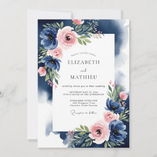 Invitación Boda Romántica Pintoresca con Toque de Índigo Rubo