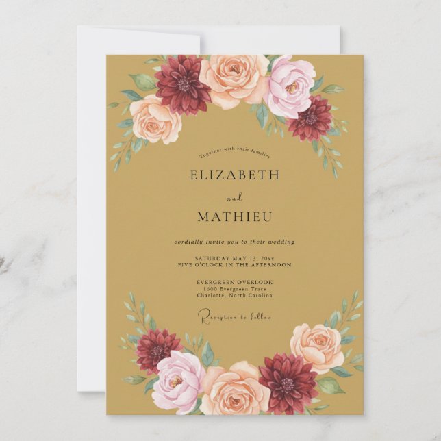 Invitación Boda Romántica Pintoresca de Borgoña (Anverso)