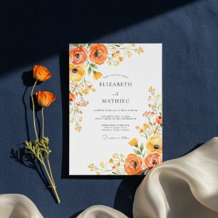 Invitación Boda Romántica Pintoresca de Flor de Naranja